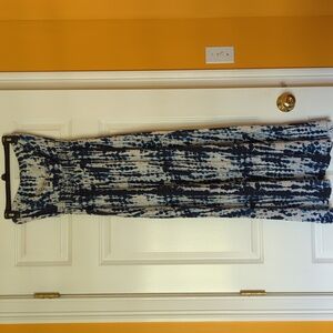 Lucky Brand Strapless Maxi Dress Blue Tie-Dye Knit Tube Top